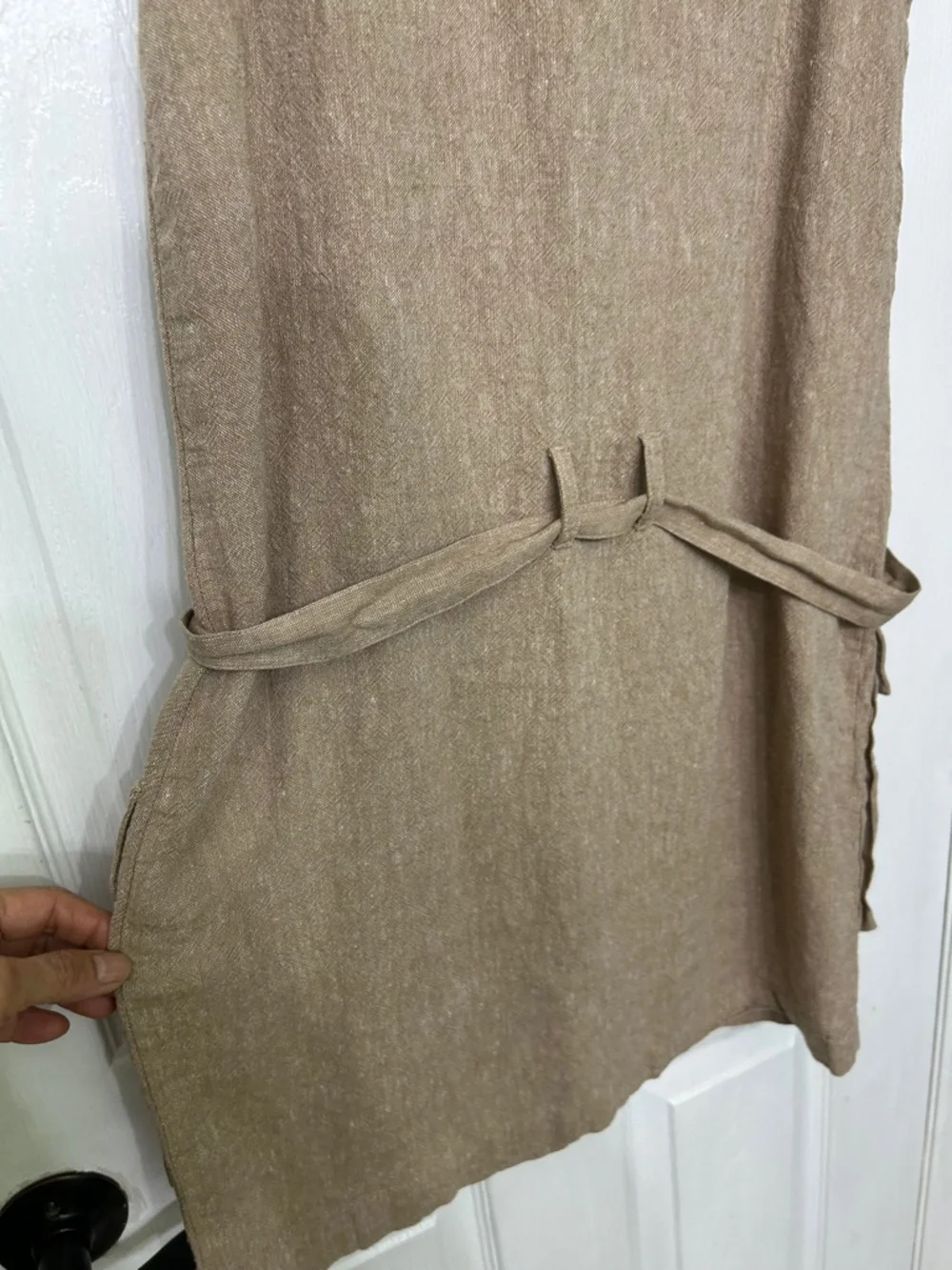 Michael Kors Summer Shift Short Linen Dress Tan M Casual Lounge Cool Earthy